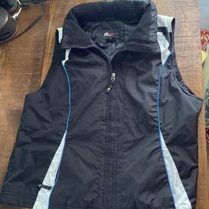 SJB Active black zipper vest with pack able hood and pockets-women’s size XL